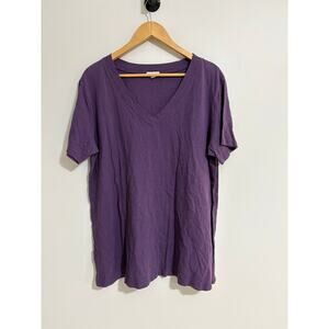 Women's 3X Basic 100% Cotton V Neck T Shirt by LOANNA